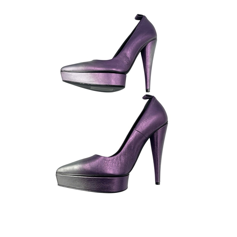Tom Ford Ombré Metallic Leather Platform Pumps Purple Silver EU 37 US 7 - Picture 7 of 12